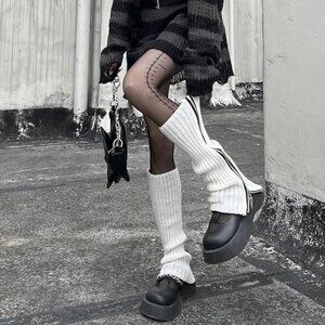Knit Winter White High Socks